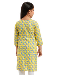 Amazon Brand - Jam & Honey Girl's  Cotton Regular Short Kurti PEACH 2 2 Years-3 Years