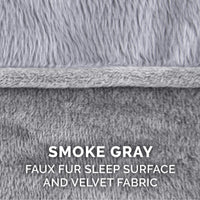 Furhaven Replacement Dog Bed Cover Faux Fur & Velvet Sofa-Style, Machine Washable - Smoke Gray, Medium Cover Only 30.0