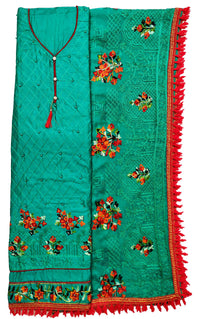 AAHIRA Women Jam Cotton Unstitched Salwar Suit Dress Material With Heavy Embriodery And Phulkari Dupatta(Free Size, Vidhya)