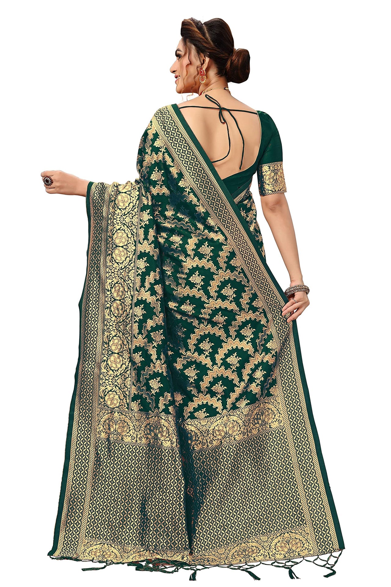 Nivah Fashion Women's  Banarasi Art Silk Saree with Blouse Piece