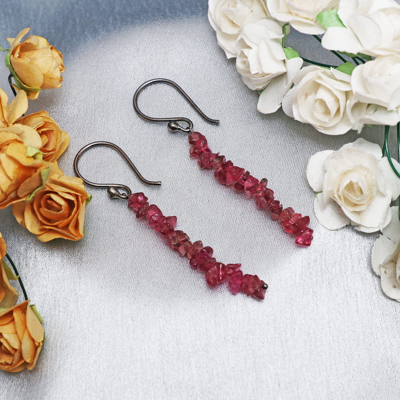 Natural Pink Tourmaline Chips Crystal Earring, Crystals Earring, Raw Gemstone, Energy Healing Crystals, Birthday, Gift for Her, Gemstone Jewelry AA+ Quality (Pink Tourmaline)