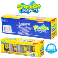 Silver Buffalo SpongeBob SquarePants Poses Floral Krabby Patty 4-Pack Mini Glass Set, 1.5 Ounces