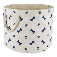 Bone Dry 5511 Pet Storage Collection Paw and Bone Print, Medium Round, Nautical Blue Medium Round, 12x15x15