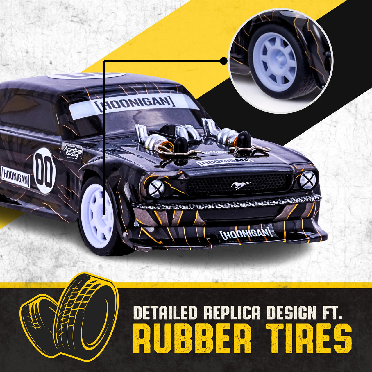 Flybar Hoonigan, Mustang Remote Control Car for Kids – RC Car, RC Cars, Race Car, 3.7V, 2.4 GHz, Detailed Replica Design, USB Rechargeable Battery Included, 1:32 Scale, 100 ft Range, 4 Mph