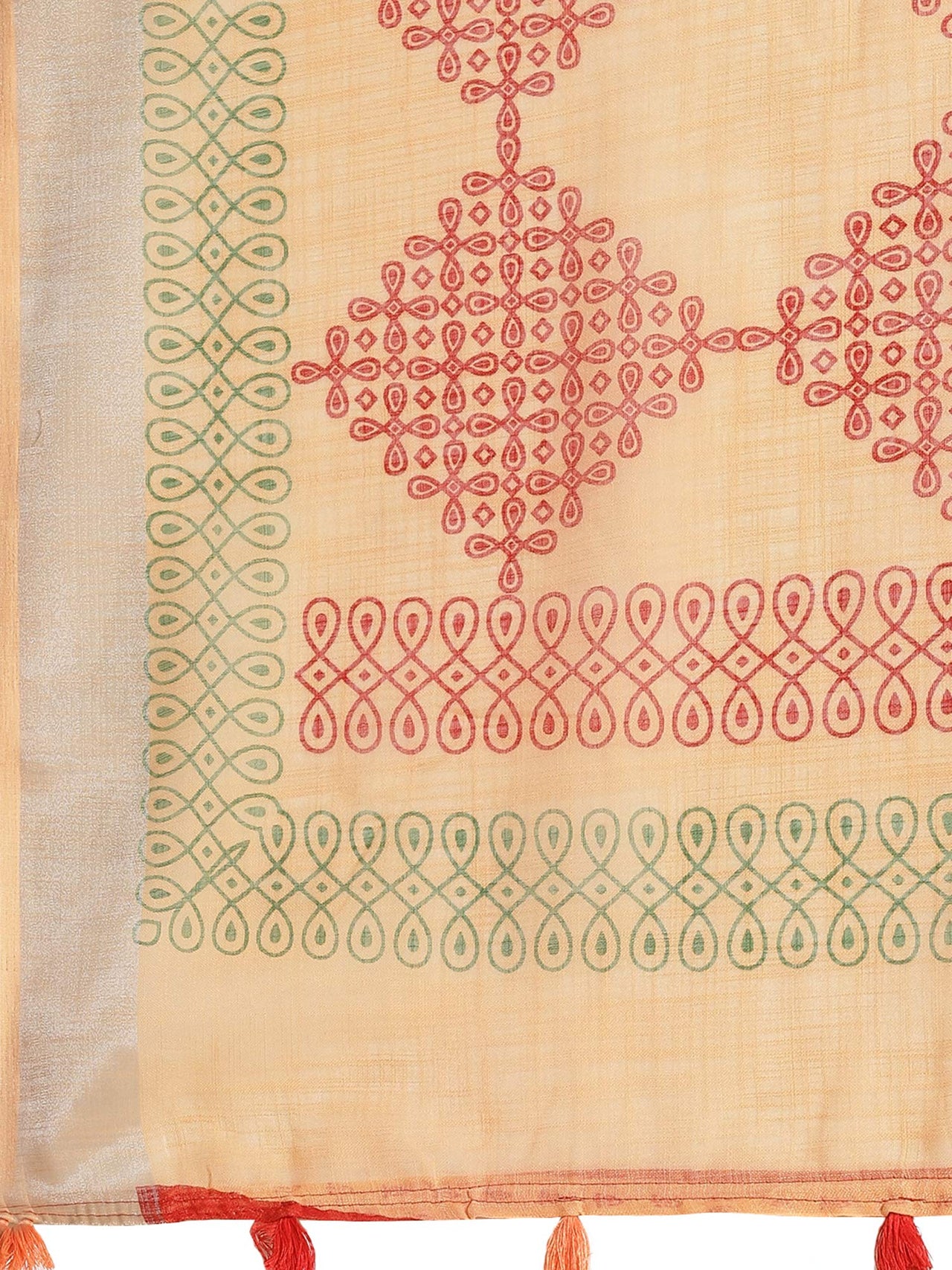 AKHILAM Women's  Linen Geometric Saree With Unstitched Boluse Piece