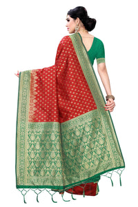 AKHILAM Women's  Banarasi silk woven Design Saree with Unstitched Blouse Piece(GNG220_QL_Parent)