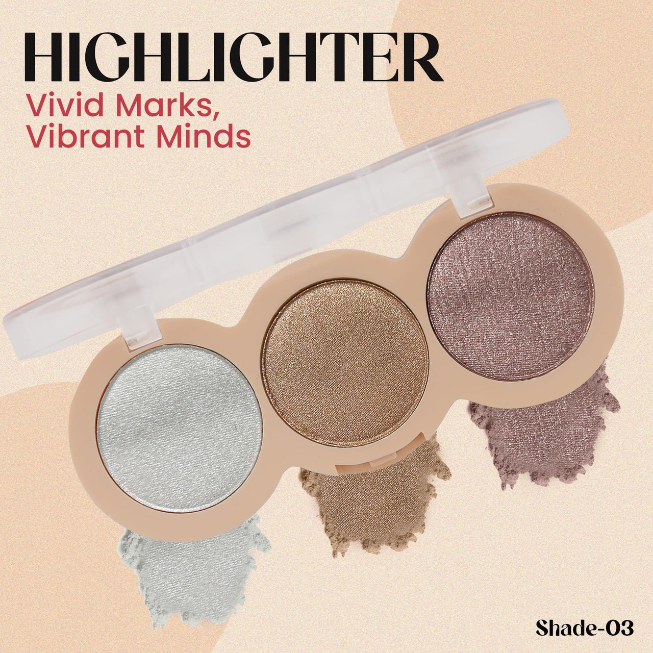 Shryoan Cheek Leaders Highlighter Palette | Shimmer Finish | Easily Blendable, Smudge Proof, Smooth and Glassy | Weightless Long Lasting Highliter (Shade 03) (15g)