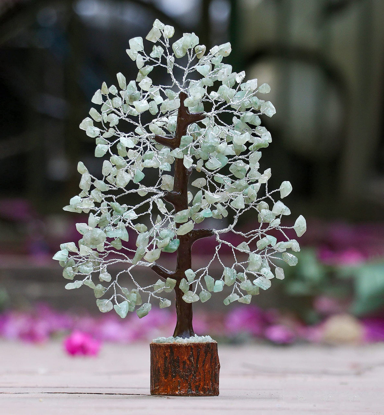 Green Jade Crystal Tree of Life - Chakra Tree for Positive Energy, Gemstone Tree, Feng Shui Tree Decor - Money Tree Bonsai - Healing Crystal Tree - Meditation Accessories, Spiritual Gift - Gem Tree Green Jade (Silver Wire)