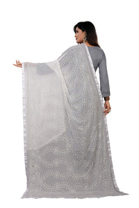 AKSHAR LLC Women's  Designer Pure Chiffon Dupatta with Pure Cotton Thread Embroidery Work