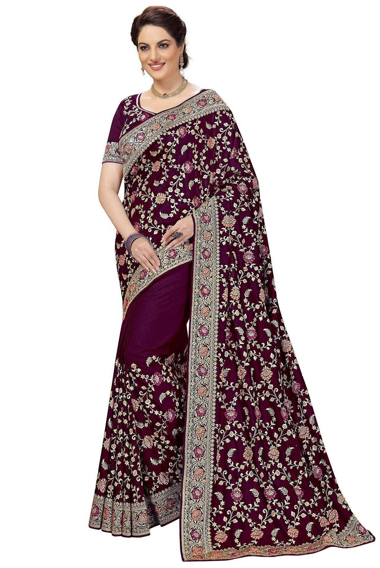 PANASH TRENDS Women's  Banarasi Barfi Silk Saree With Blouse Piece