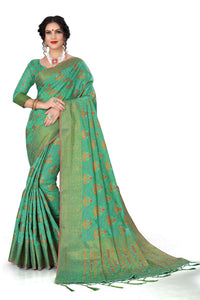 Divine International Trading Co Women's  Chanderi Saree With Blouse Piece