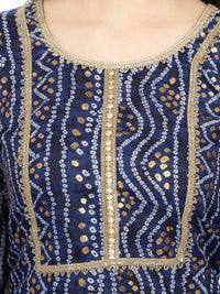 InTrend Forever Bandhani Foil Print Designer || Cotton Kurta for Ladies || Straight Fit || Zari & Sequins lace || Kurtis for Women