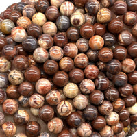 ABCGEMS Wood Eye Jasper Beads (Mohs Hardness 7) Healing Chakra Energy Crystal Stone Ideal for Bracelet Necklace Ring DIY Jewelry Making Craft Men Women Smooth Round 8mm