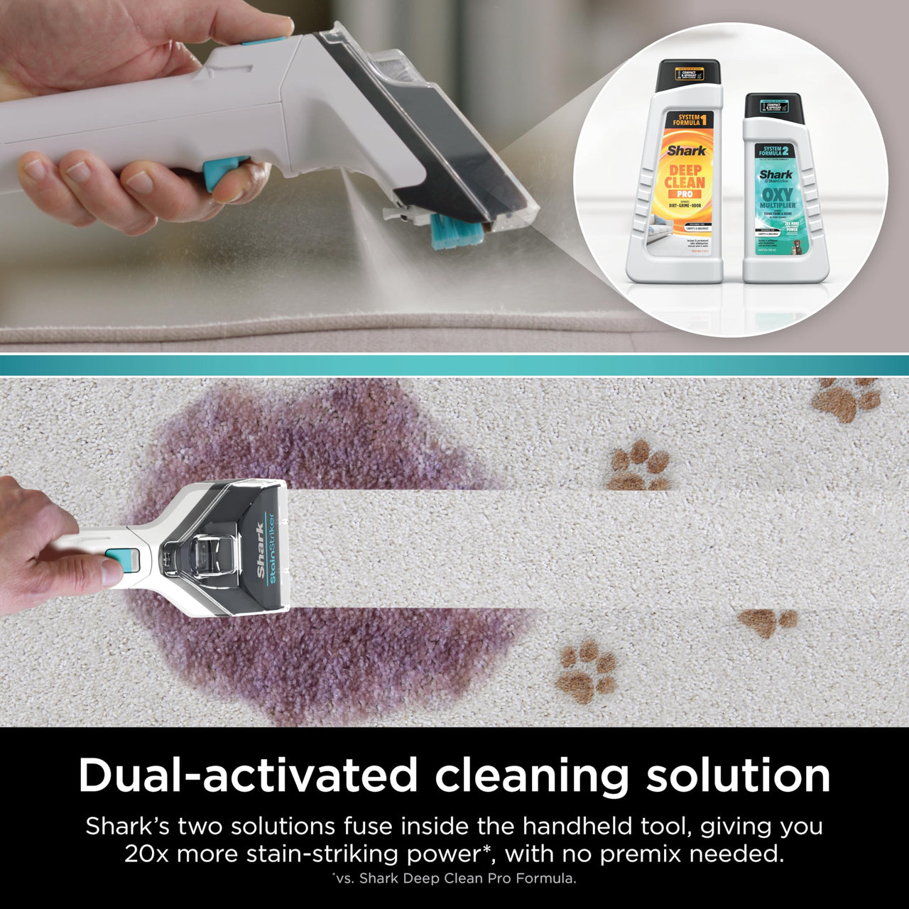 Shark EX201 CarpetXpert Upright Carpet, Area Rug & Upholstery Cleaner with StainStriker, Built-in Spot & Stain Cleaner, Perfect for Pets, Deep Cleaning & Tough Stain Removal, Carpet Shampooer, Cyan Shark CarpetXpert with StainStriker