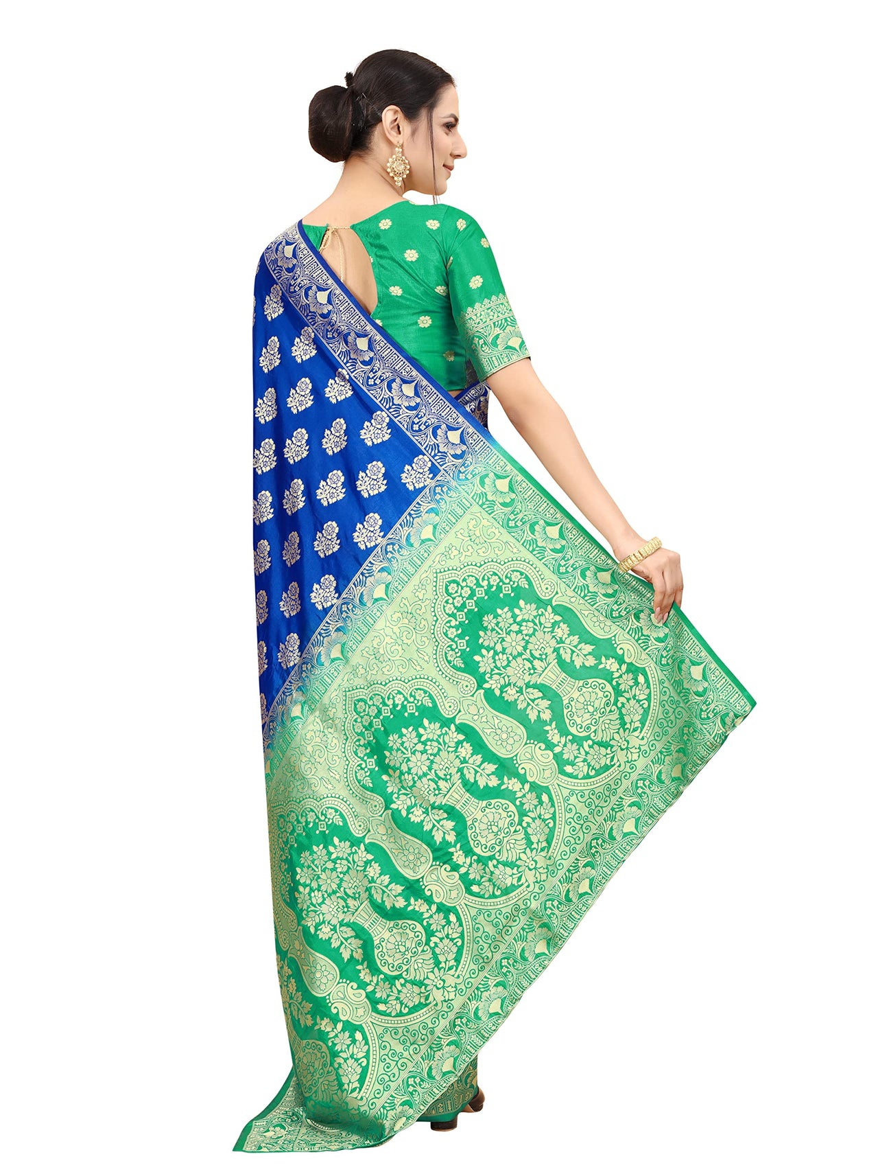 SATYAM WEAVES Women's  Banarasi Cotton Silk Saree With Blouse Piece