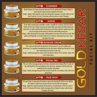 Beauty Feel Professional Gold Kesar Facial Kit For Facial, Cleanser + Scrub + Massage Cream + Facial Gel + Face Pack [Set of 5] 180 gm