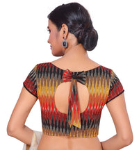 X3 Women's  Multicolour Pure Ikat Cotton Saree Blouse