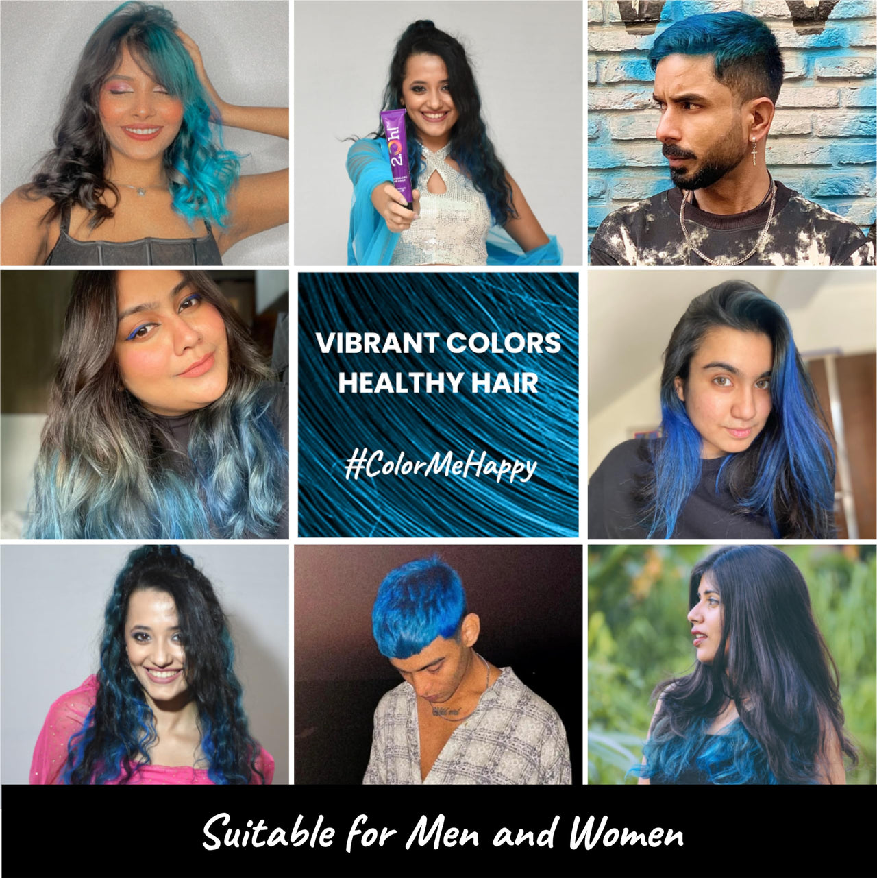 2.Oh! Italian- Blue Hair Color For Women & Men | Ammonia-Free DIY Semi Permanent Hair Color | Enriched with Argan Oil | Lasts upto 12-15 Washes | Pack of 2