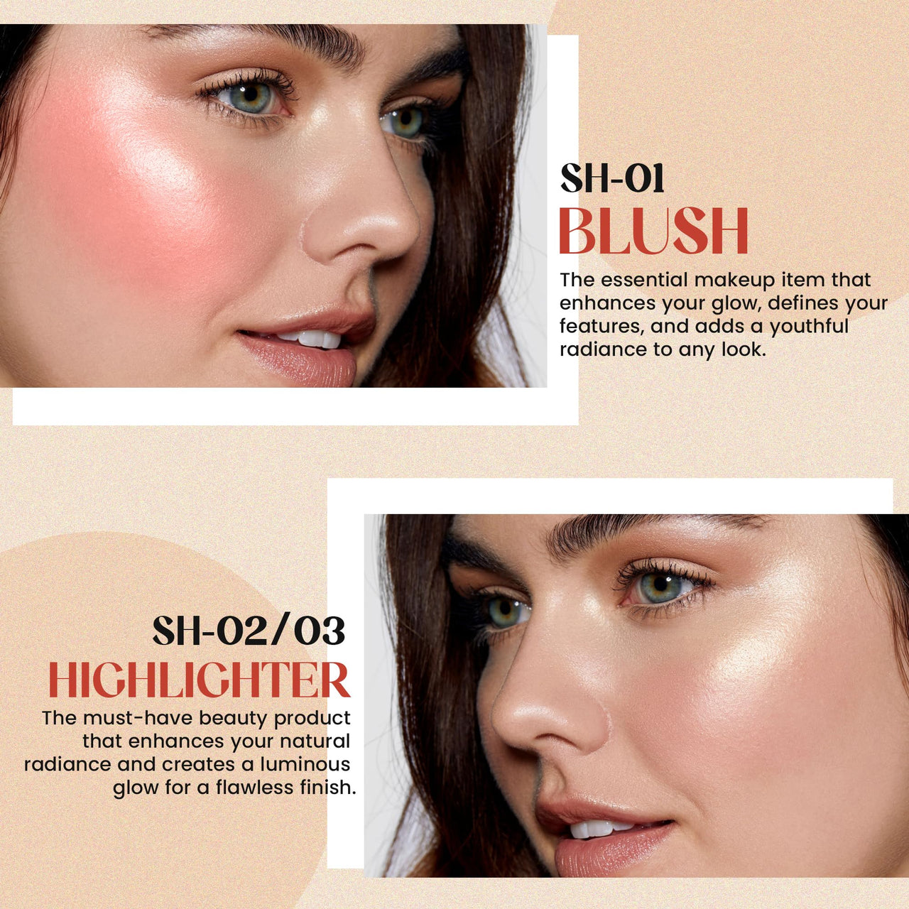 Shryoan Cheek Leaders Highlighter Palette | Shimmer Finish | Easily Blendable, Smudge Proof, Smooth and Glassy | Weightless Long Lasting Highliter (Shade 03) (15g)