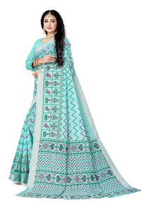 DHRUVI TRENDZ Women's  Cotton Silk Printed Banarasi Patola Silk Blend saree women with Blouse Piece (Orange)