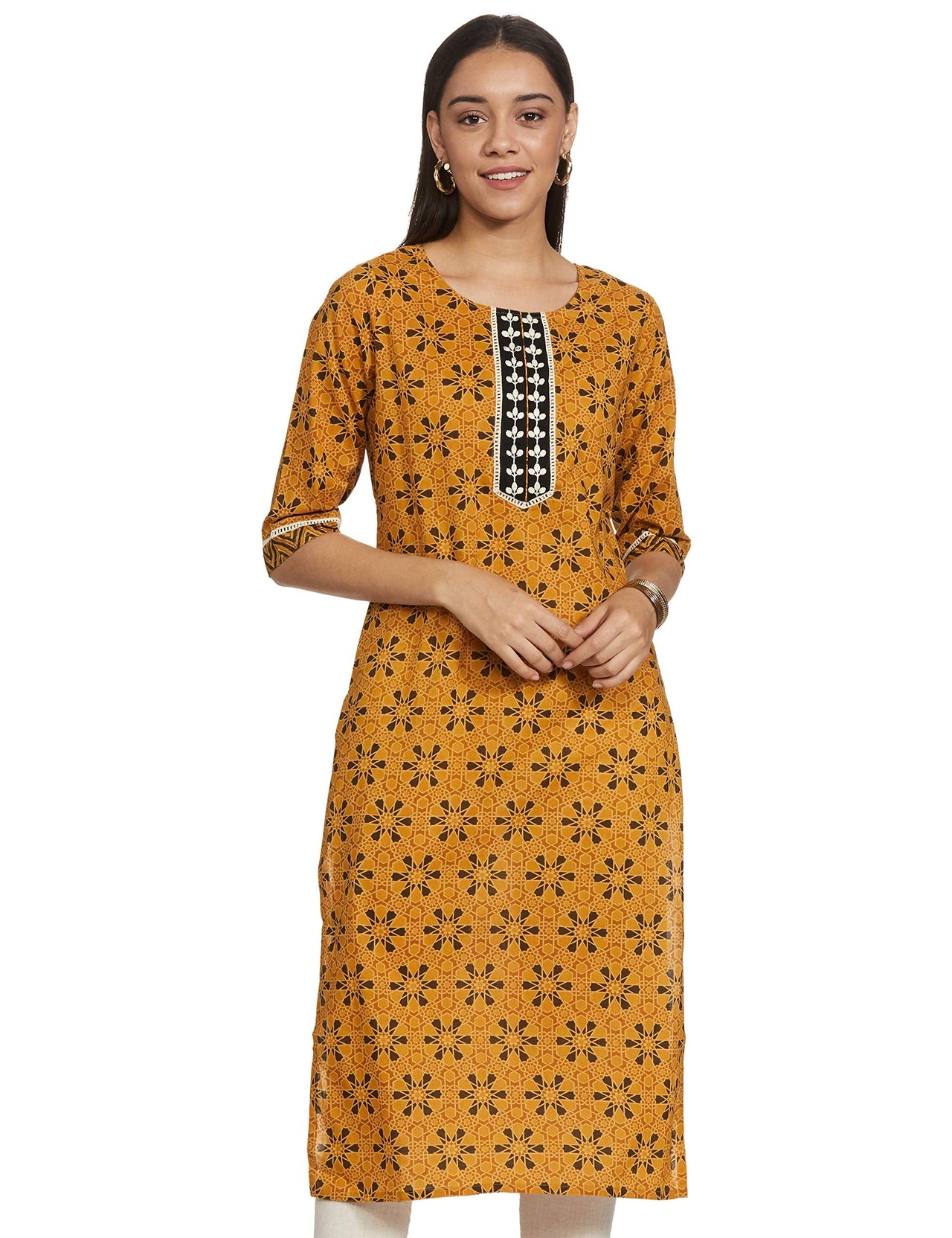 Jaipur Kurti Women's  Cotton Straight Kurta Green S
