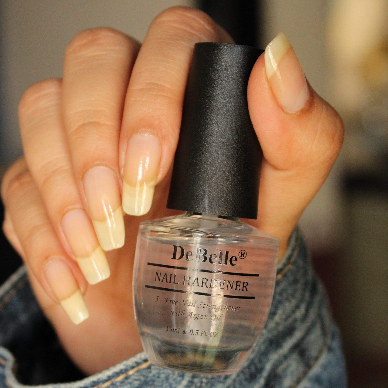 DeBelle Nail Care Nail Polish | Transparent| Enriched with Argan Oil| 15ml (Nail Hardener)