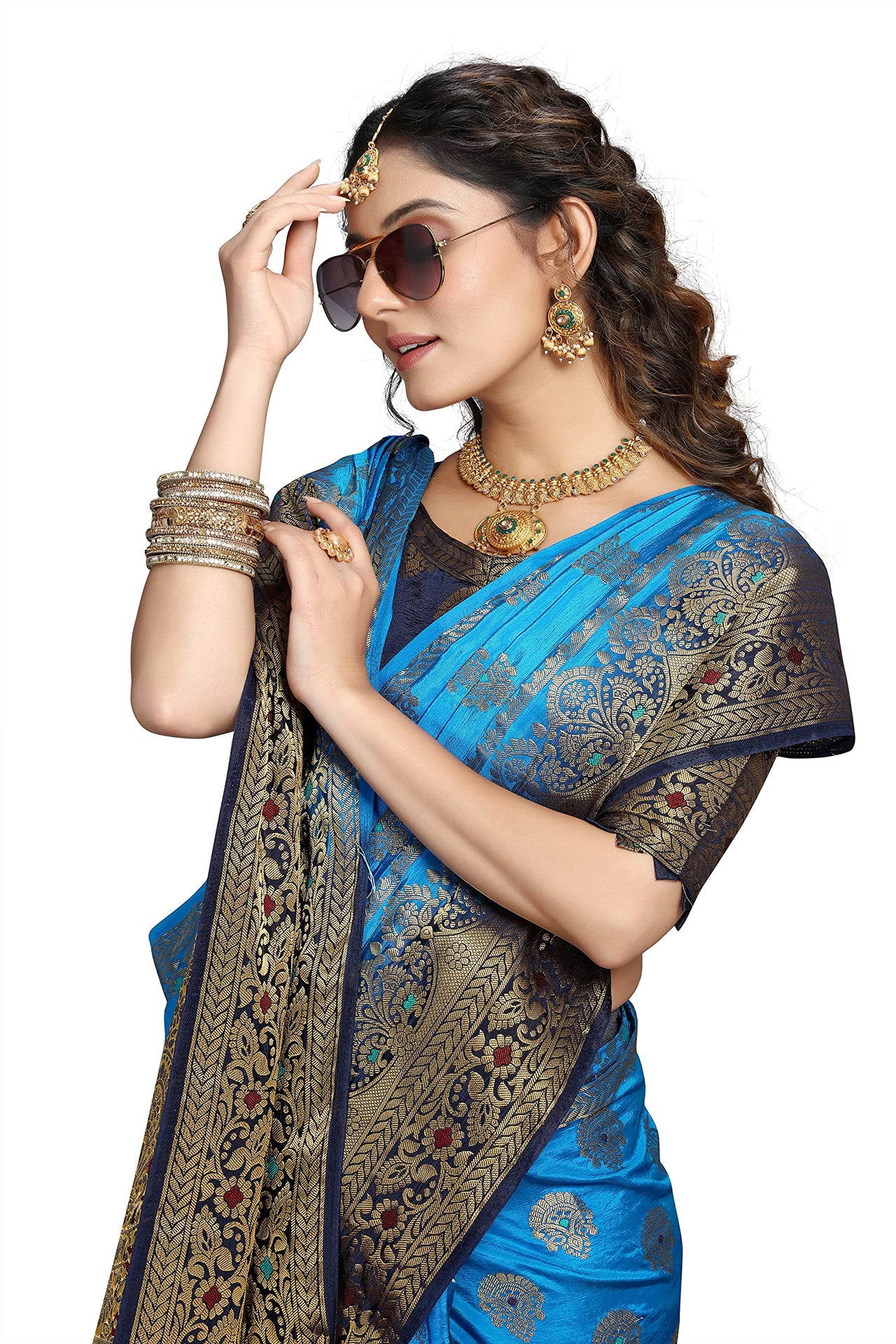 C J Enterprise Women's  Kanchipuam Pattu Pure Kanjivaram Silk Sarees For Wedding With Blouse Piece (perashooot paithani)