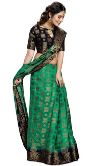 iZibra Women's  Kanchipuram Silk Sarees With Blouse Piece