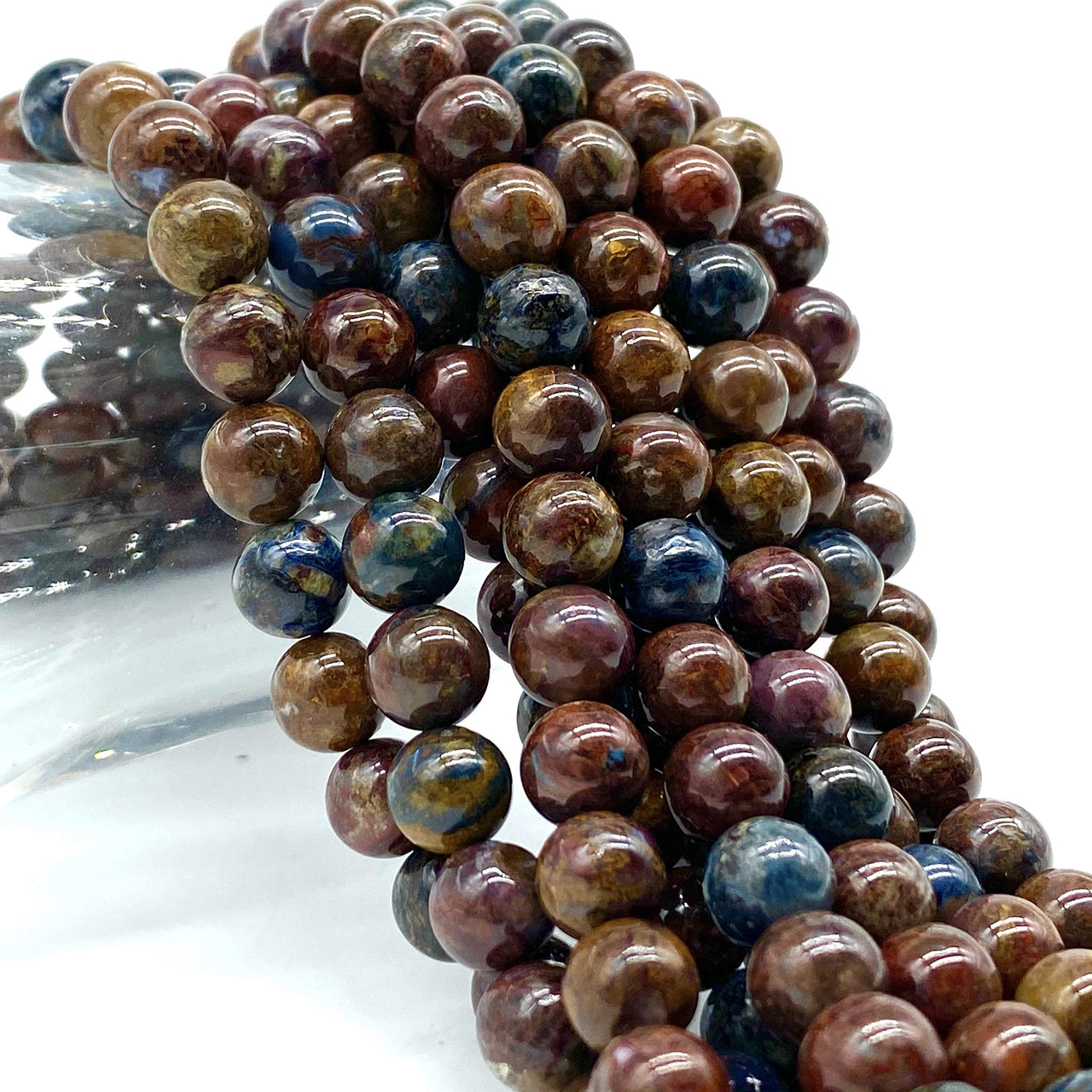 ABCGEMS Namibian Pietersite (AKA Vision Stone for Meditation- Exquisite Swirling Bands) Healing Crystal Stone Ideal for Bracelet Necklace Ring DIY Jewelry Making Craft Men Women Smooth Round 8mm Pietersite AKA Vision Stone (From Namibia)