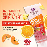 AYOUTHVEDA Fruit Power 100 Ml Face Wash Gel For Glowing Skin| Face Wash, Vitamin A, C & Anti-Oxidants | All Skin Types | Facial Cleanser For Daily Use (Pack 2; 100Ml Each)