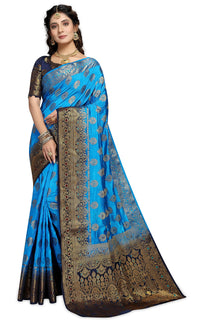 C J Enterprise Women's  Kanchipuam Pattu Pure Kanjivaram Silk Sarees For Wedding With Blouse Piece (perashooot paithani)