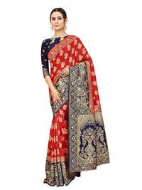SATYAM WEAVES Women's  Banarasi Cotton Silk Saree With Blouse Piece