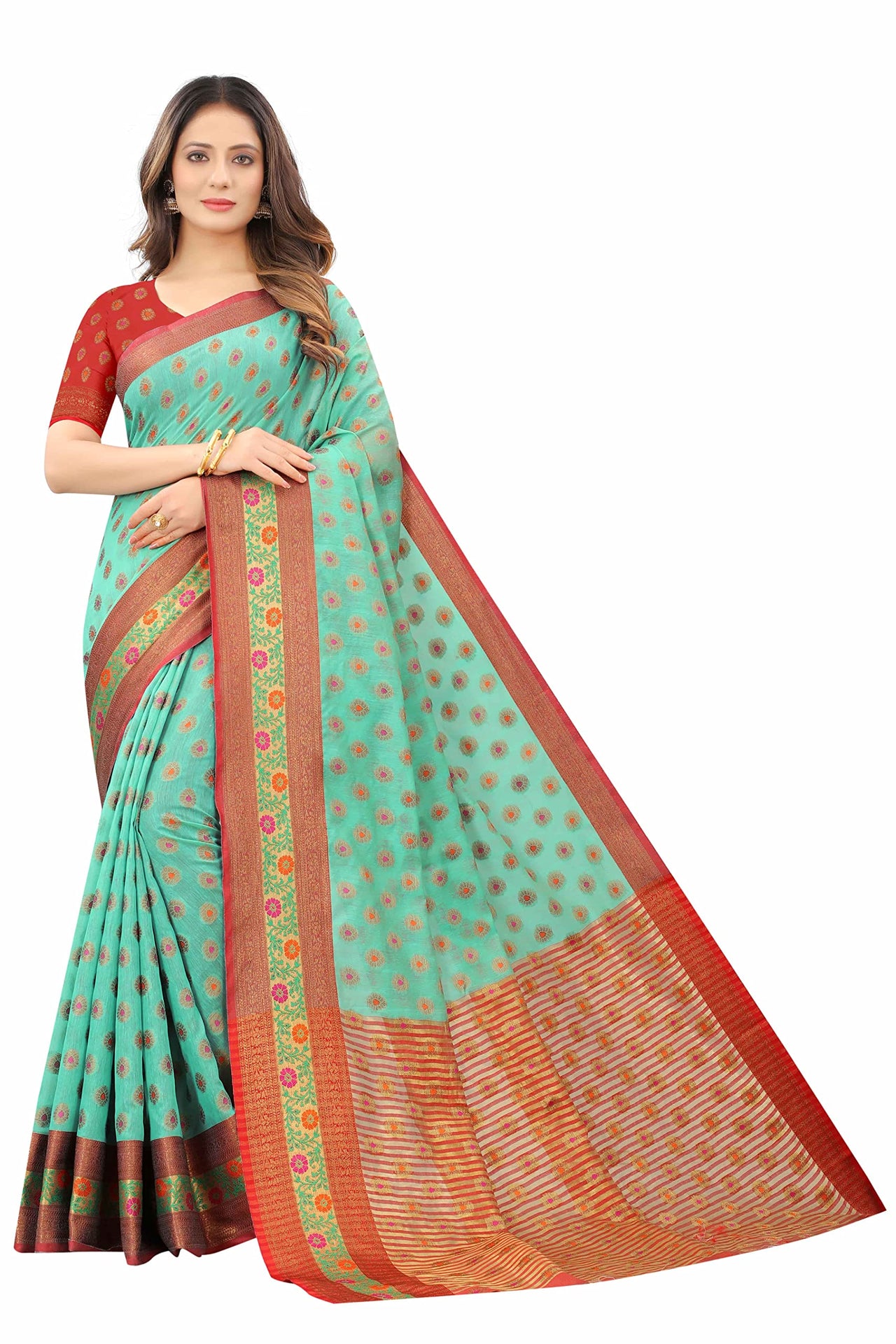 Silk Zone Women's  Cotton Woven Saree