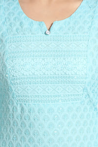 QUEEN SHIELD Women's  Knee Length Rayon Chikan-Kari KurtaKurti (QS_6631)