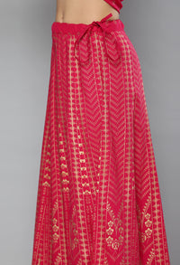 LYMI LABEL Rayon Embroidered Foli Printed Stitched Kurta Skirt set with Gota patti Dupatta