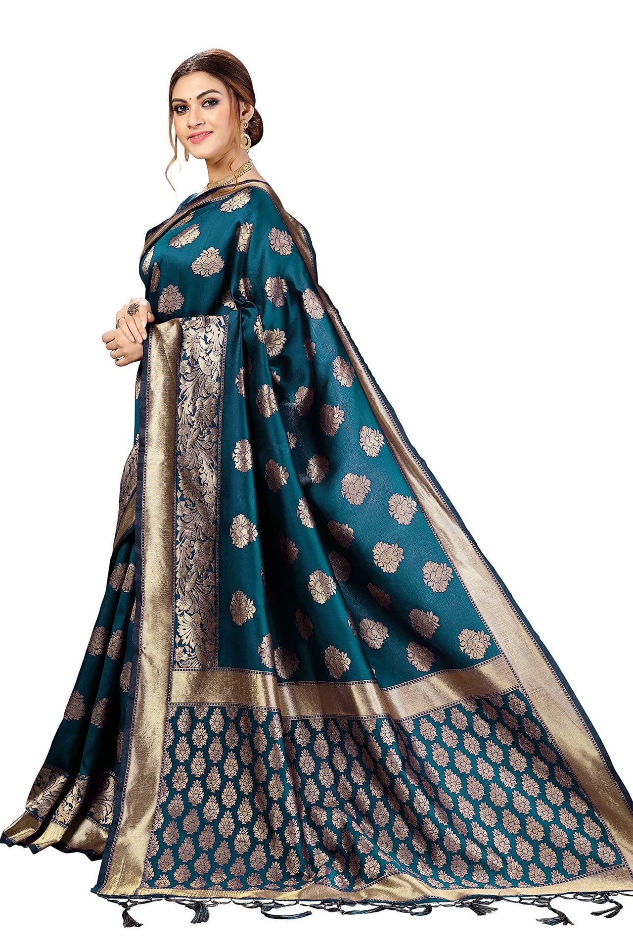 PANASH TRENDS Women's  Kanchipuram Banarasi Art Silk Saree with Blouse Piece