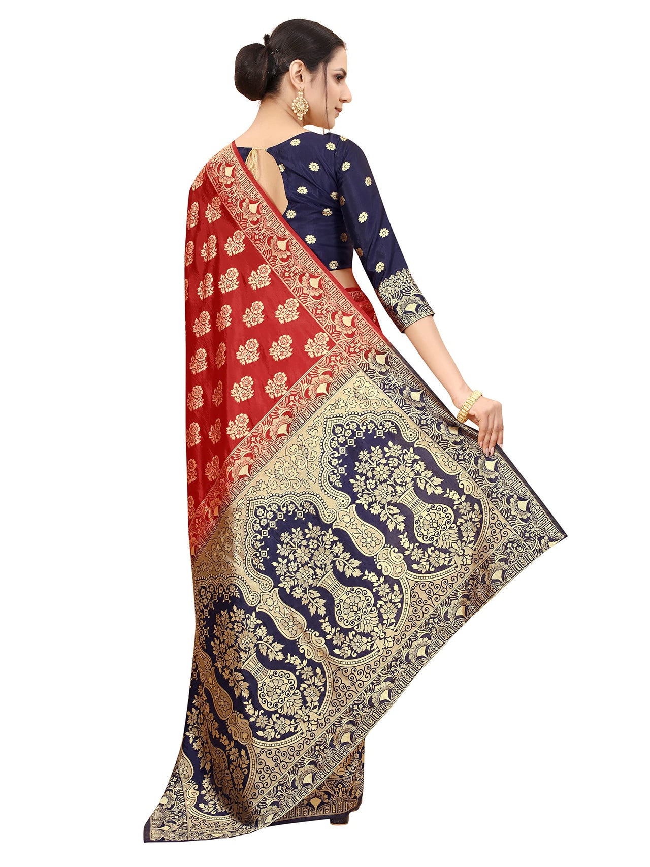 SATYAM WEAVES Women's  Banarasi Cotton Silk Saree With Blouse Piece