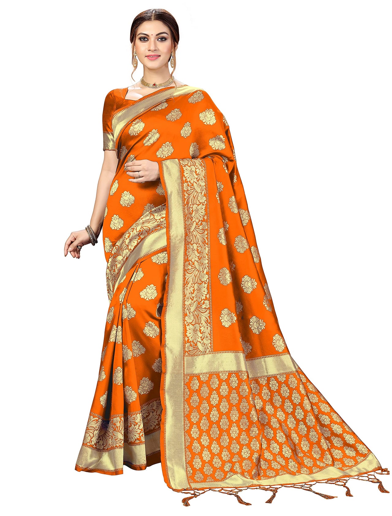 PANASH TRENDS Women's  Kanchipuram Banarasi Art Silk Saree with Blouse Piece