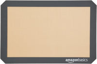 Basics Rectangular Silicone, Non-Stick, Food Safe Baking Mat, Pack of 3, Beige/Gray, 16.5