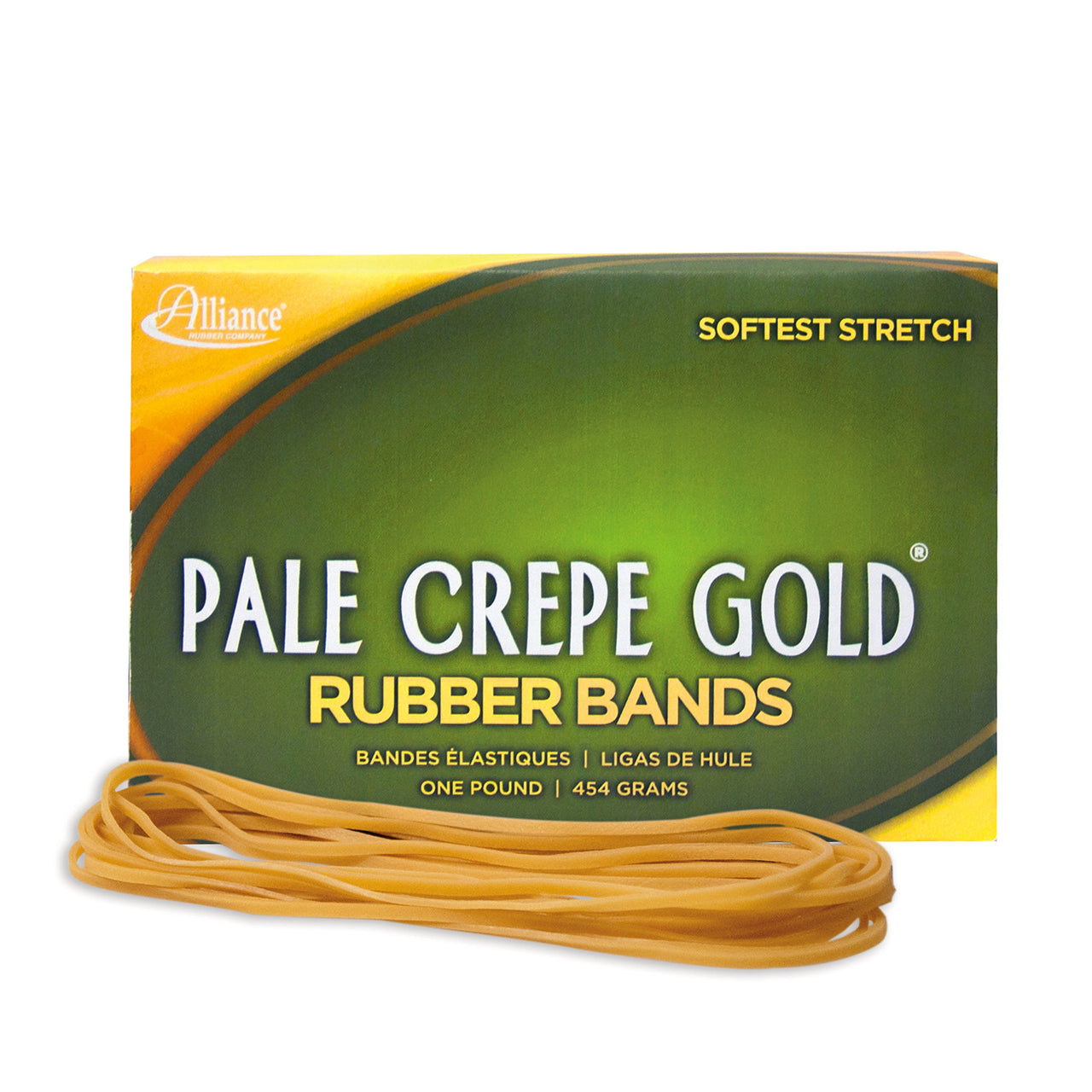 Alliance Rubber 20255 Pale Crepe Gold Rubber Bands Size #117A, 1 lb Box Contains Approx. 600 Bands (7" x 1/16", Golden Crepe)
