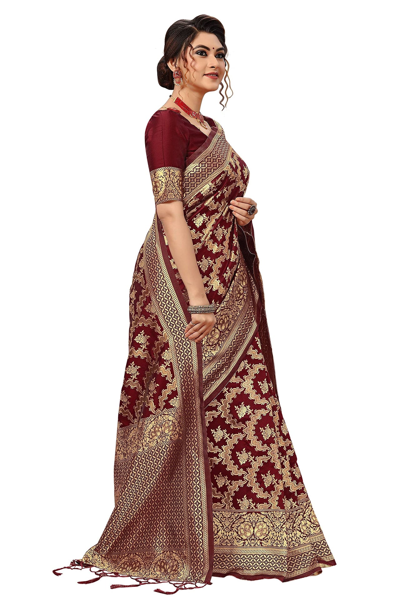 Nivah Fashion Women's  Banarasi Art Silk Saree with Blouse Piece