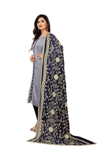 AKSHAR LLC Miss India Women's  Chiffon Dupatta With Karachi Embroidery Work