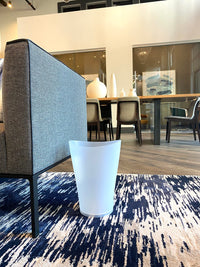 Rubbermaid Spa Works Compact Contemporary Style 9 Quart Indoor Open Vanity Home Trash Container, White Clear Pack of 1