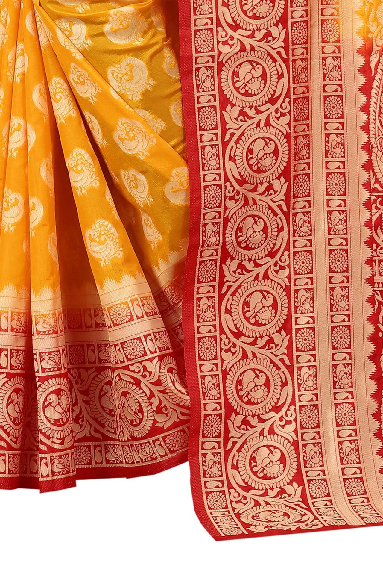 SATYAM WEAVES Women’s Daily/Party/Wedding/Casual Wear Rapier Jacquard Banarasi Cotton Silk Saree With Jacquard Designed Unstitched Blouse Piece