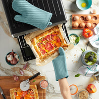 KitchenAid Ribbed Soft Silicone Oven Mitt 2-Pack Set, Mineral Water Aqua, 7.5