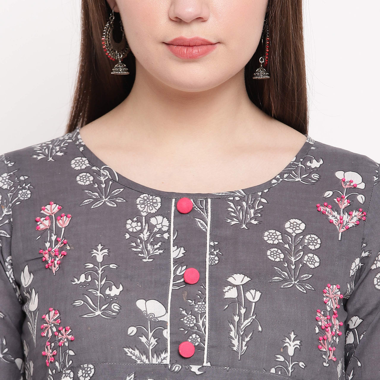 Vbuyz Women's  Floral Print Anarkali Cotton Kurti(VF-KU-591-592)