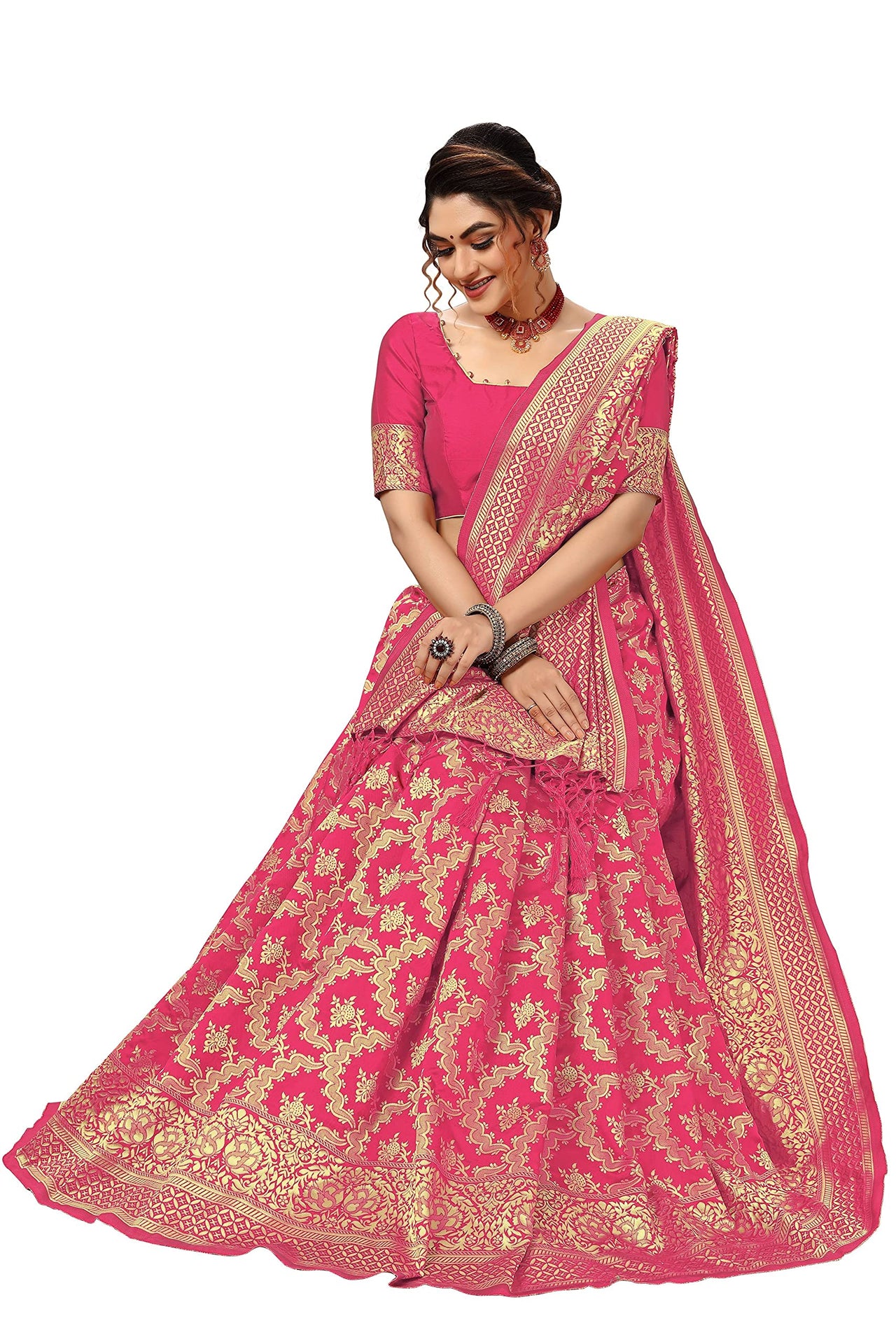 Nivah Fashion Women's  Banarasi Art Silk Saree with Blouse Piece