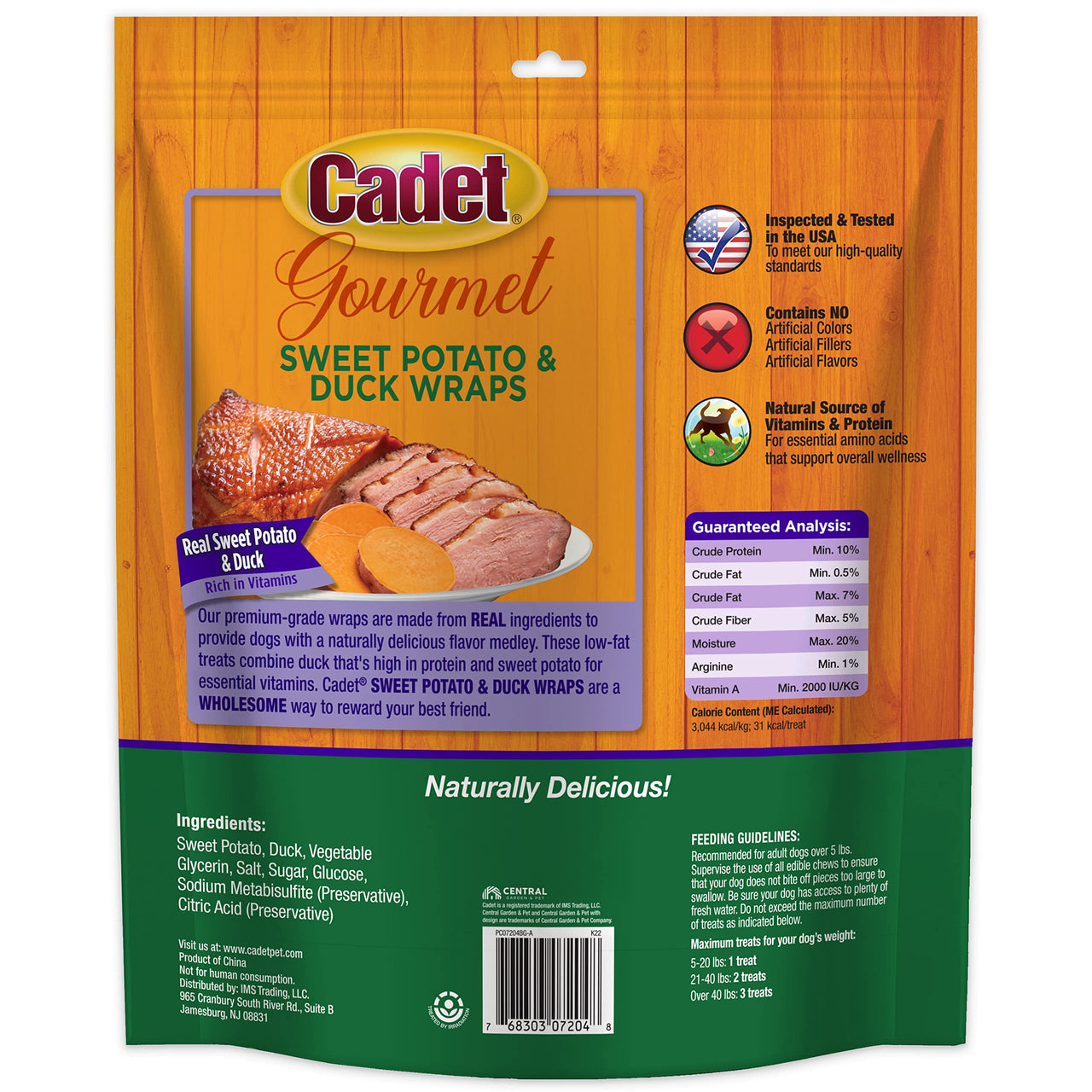 Cadet Gourmet Sweet Potato & Duck Wraps Dog Treats - Healthy & Natural Duck & Sweet Potato Dog Training Treats for Small & Large Dogs - Inspected & Tested in USA (28 oz.) 1.75 Pound (Pack of 1)