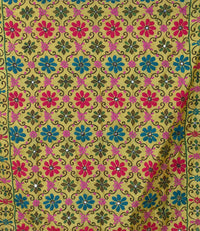 tweedle Chanderi Phulkari/Fulkari Dupatta for Women in Madhubani Kantha Embroidery