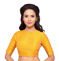 X3 Women's  Polyester Embroidered Half Sleeves Readymade Blouse